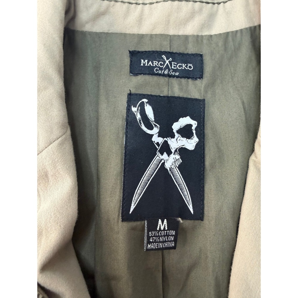 Marc Ecko Cut & Sew Mens Tan Military Field Jacket Mandarin Collar Medium - Picture 3 of 12